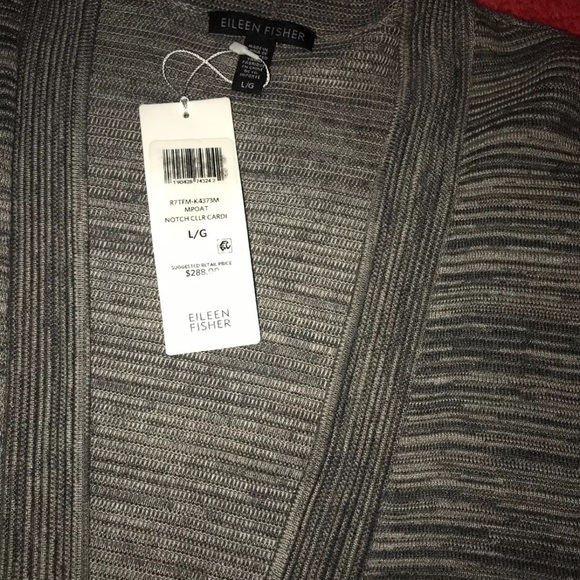 Eileen Fisher Tencel Cotton Notch Collar Cardigan, Maple Oat, Sz Large, NWT - Picture 8 of 9